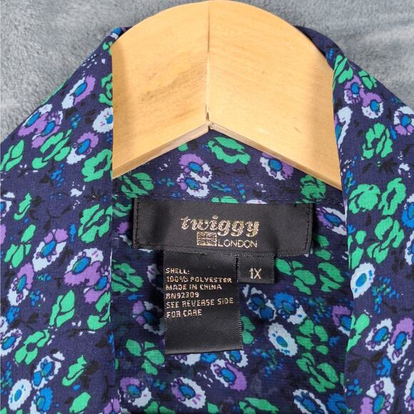 Womens Top 1X Floral Ruffles Chiffon Sheer Feminine Fairy Peasant‎ Career Office - Picture 2 of 7